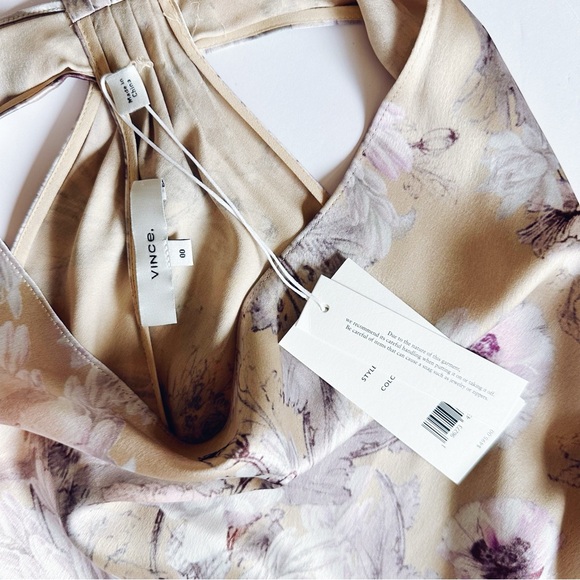 NEW Vince Wild Flower Cowl Neck A-Line Midi Dress - Picture 6 of 9